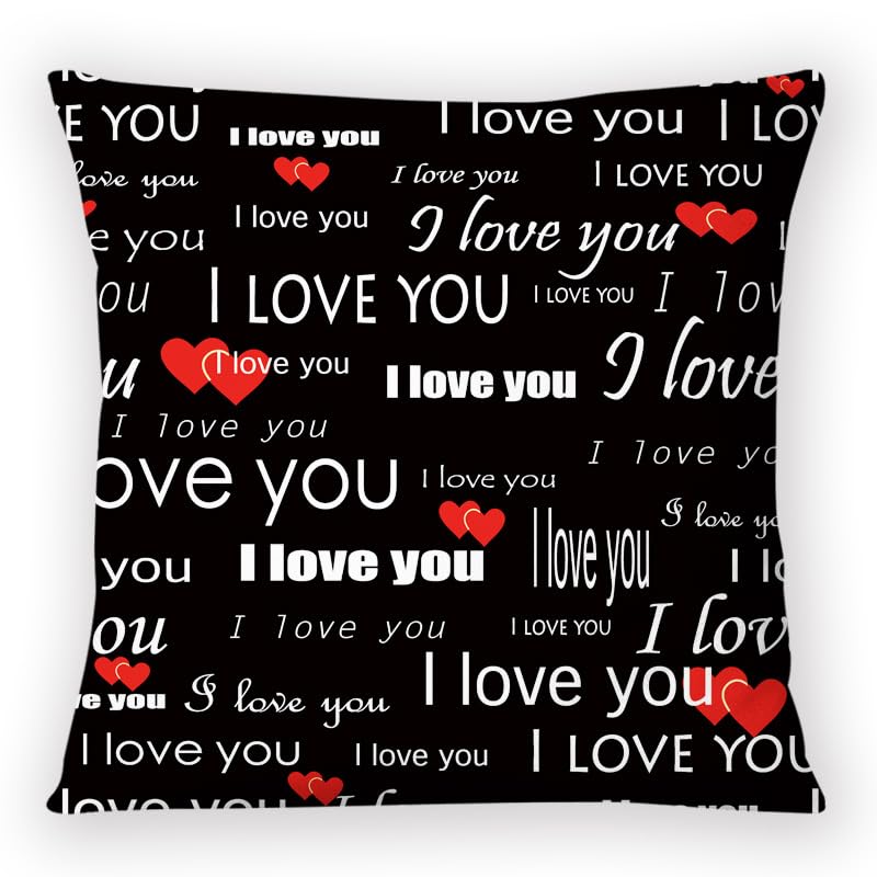 20 Pcs I Love You Letters Print Sublimation Blank 4 Panel Pillow Cases Cushion Cover Throw Pillow Covers for Sublimation Printing 15.7 x 15.7 Inch with Invisible Zippers DIY No Pillow Insert (Black)