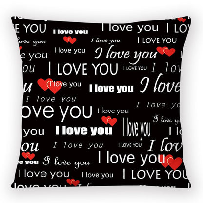 20 Pcs I Love You Letters Print Sublimation Blank 4 Panel Pillow Cases Cushion Cover Throw Pillow Covers for Sublimation Printing 15.7 x 15.7 Inch with Invisible Zippers DIY No Pillow Insert (Black)
