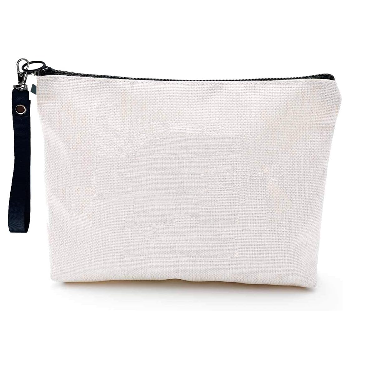 SCCFMM 20 Pack Sublimation Blanks Linen Makeup Bags With Wristband DIY Heat Transfer Print Cosmetic and Pencil Pouches, Multi-Purpose Travel Toiletry Zipper Bags for Crafting and Personalization