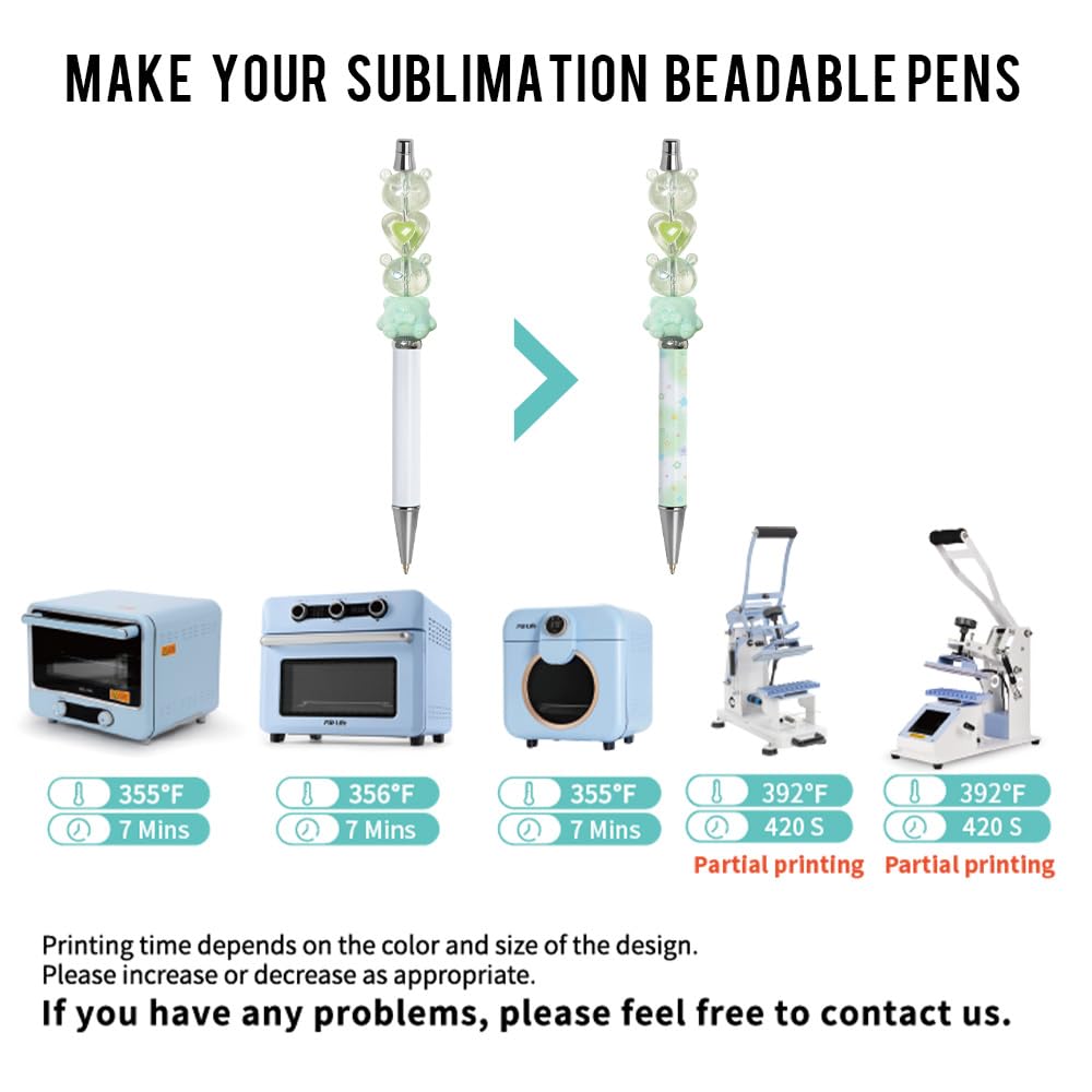 20pcs Sublimation Beadable Pens Blanks Bulk White with 20 Pieces Shrink Wrap Films,Sublimation Ballpoint Pen Personalized DIY by Pen Heat Press Sublimation Oven