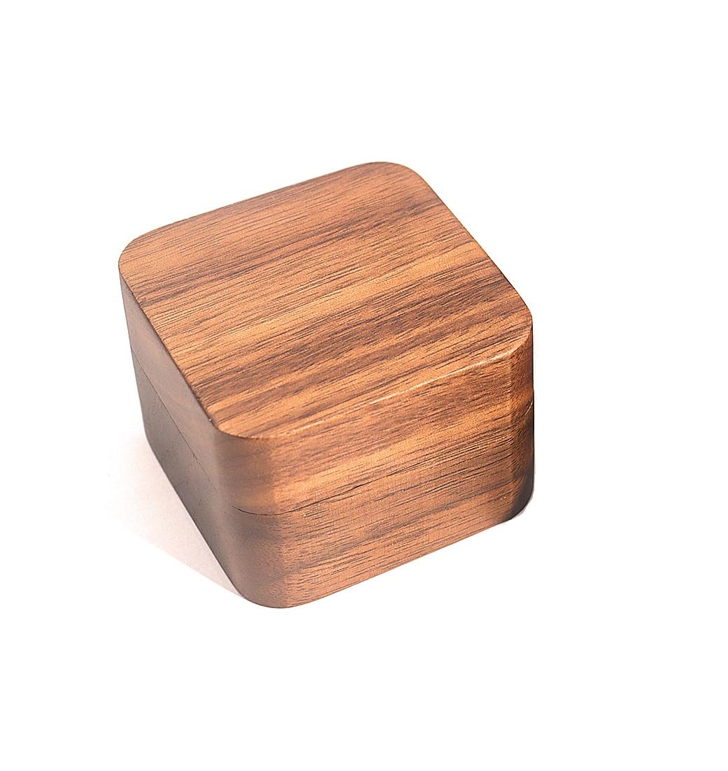 SCCFMM Custom Logo Laser Engraved Handmade Wood Ring Box for Wedding day Ring Boxes Small Engraved TEXT for Wedding Ceremony Ring Storage Box