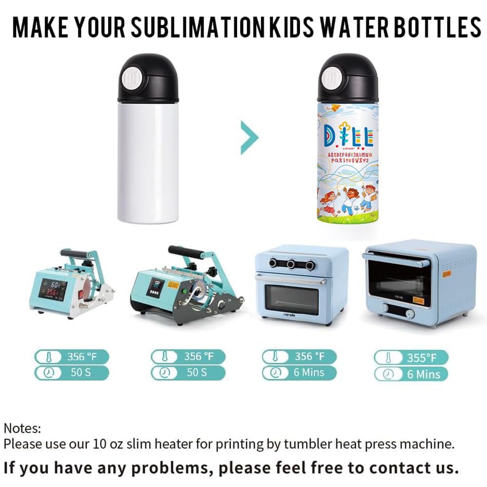 8 Pack Sublimation Kids Water Bottles Blanks 12 OZ Straight Skinny Kids Tumbler Sippy Up Cup with Pop Mixed Color Lid for Tumbler Heat Press Sublimation Oven Printing