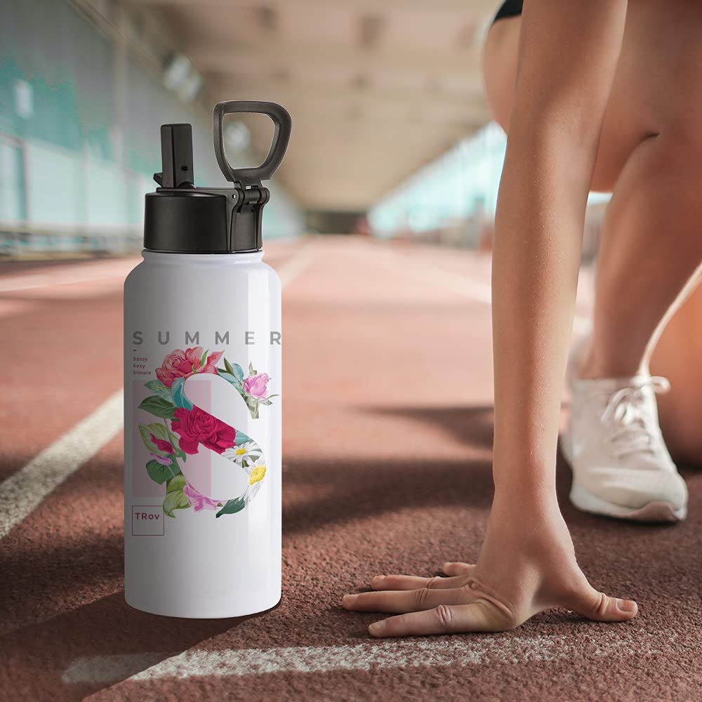2 Pack Sublimation Blank Tumbler 32 OZ White Vacuum Flask Stainless Steel Sports Wide Mouth Water Bottle with Straw and Portable Handle