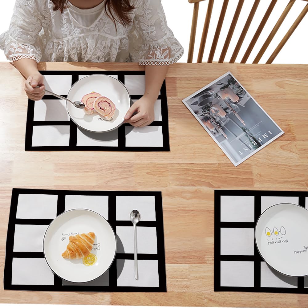 30 Pieces Sublimation Blank 9 Panel Placemats Wedding Party Linen Cotton DIY Heat Transfer Print Placemat Dining Table Place Mat for Kitchen Table
