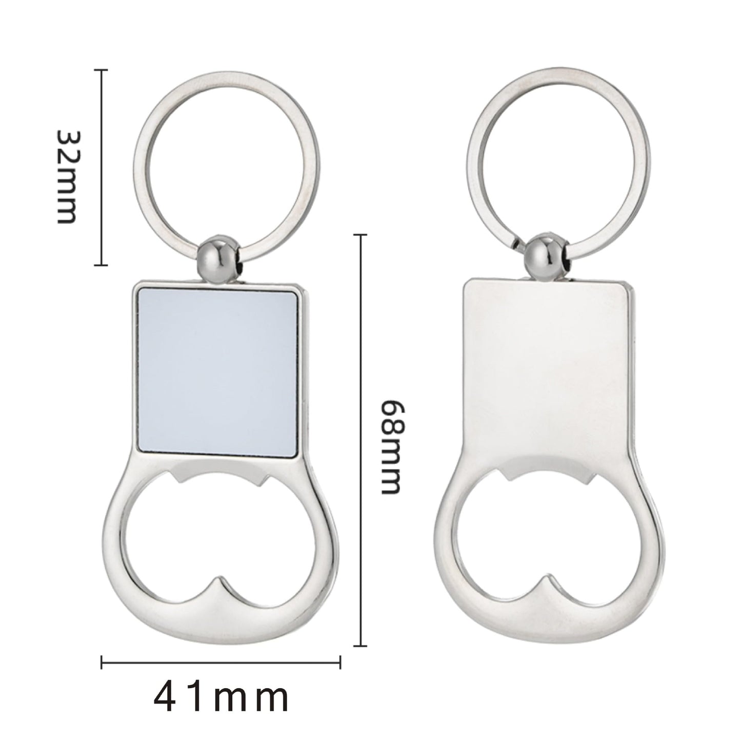 50 Pack Sublimation Blanks Bottle Opener With Keychains Heart Shaped Bottle Opener Metal Keychains Blank Key Rings for DIY Heat Transfer Print