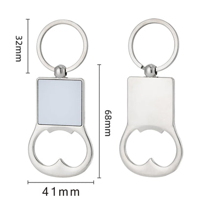 50 Pack Sublimation Blanks Bottle Opener With Keychains Heart Shaped Bottle Opener Metal Keychains Blank Key Rings for DIY Heat Transfer Print