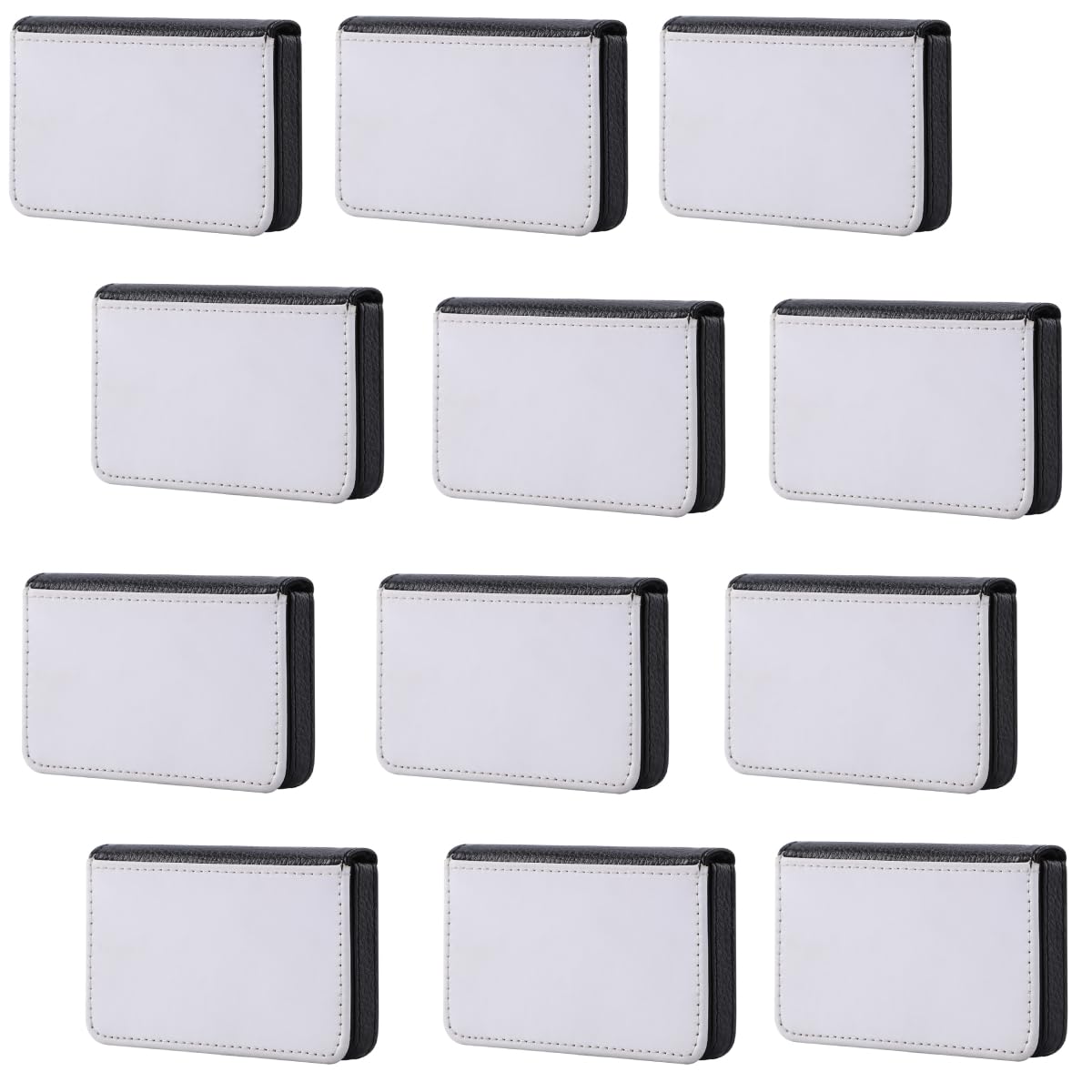 SCCFMM 12 Pieces Sublimation Blank Business Card Holder PU Leather Name Card Case Pocket DIY Heat Transfer Blank Wallet Coin Purse Card Holder Case for Men Women