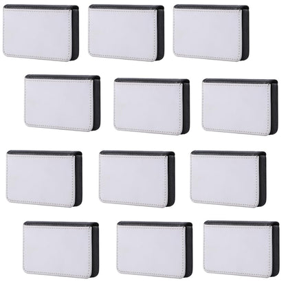SCCFMM 12 Pieces Sublimation Blank Business Card Holder PU Leather Name Card Case Pocket DIY Heat Transfer Blank Wallet Coin Purse Card Holder Case for Men Women