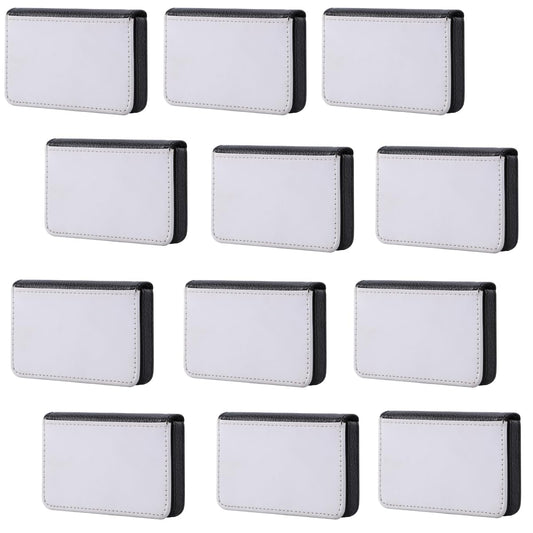 SCCFMM 12 Pieces Sublimation Blank Business Card Holder PU Leather Name Card Case Pocket DIY Heat Transfer Blank Wallet Coin Purse Card Holder Case for Men Women