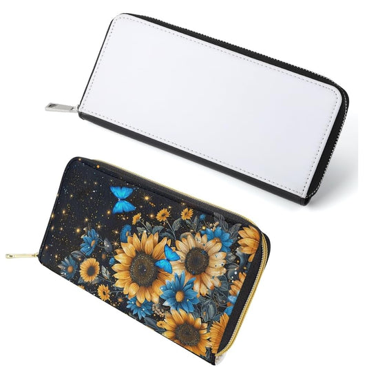 SCCFMM 5 Pieces Sublimation Blank Fashion Women Zip Around Long Wallet Diy Heat Transfer Print PU Leather Phone Clutch Travel Card Holder Purse For Women Girls Gift