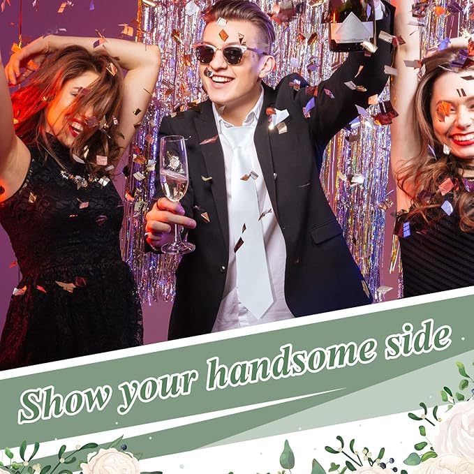 20 Pcs Sublimation Blank White Ties Set for Men DIY Heat Transfer Print Blank Necktie Men's Plain Satin Tie Pure Color Polyester Tie Heat Transfer Neckwear for Wedding Party Formal Occasion 55 Inch