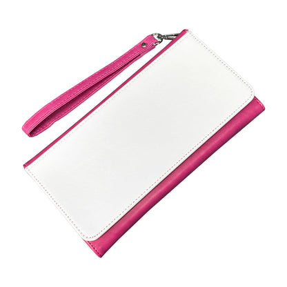 5 Pieces Sublimation Blank Women Pink Long Wallet, Fashion Ladies PU Leather Wallets, DIY Heat Transfer Large Capacity Secure Buckle Leather Clutch Wallet, DIY Craft Long Purse for Women Girl Gift