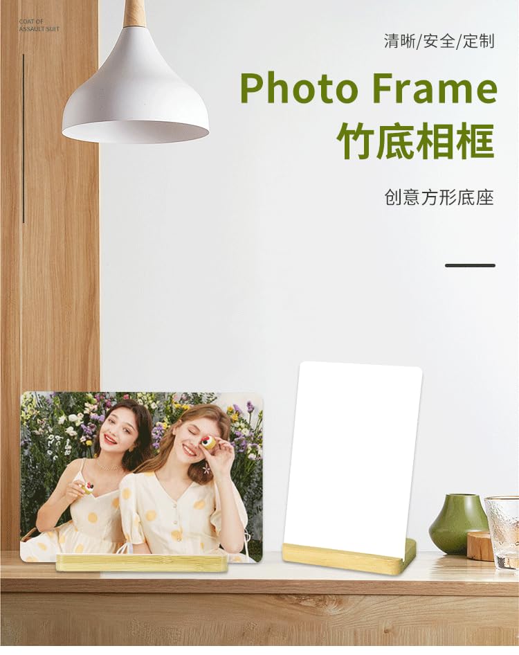 SCCFMM 8 Pack Sublimation Blank Photo Frames Metal Aluminium Wall Picture with Wood Base DIY Photo Prints for Family Happy Wedding Holiday Desktop Party Gift Decoration(5×7inch)