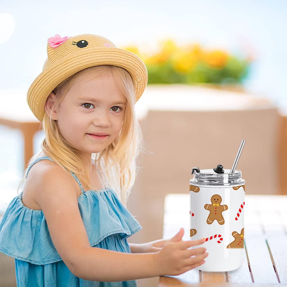 Sublimation Kids Tumblers Blanks 12 OZ White Tumbler Cups Stainless Steel Coffee to Go Travel Tumblers with Lid and Metal Straw for Tumbler Heat Press Sublimation Oven Print 4 Pack