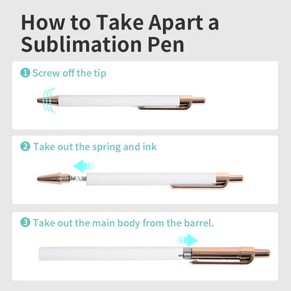 20pcs  Sublimation Pens Blanks White Aluminum Ballpoint Pens with Rose Gold Clip and Come with 20 Pieces Shrink Wrap Films,DIY Personalized Pen for Office School Stationery Supplies