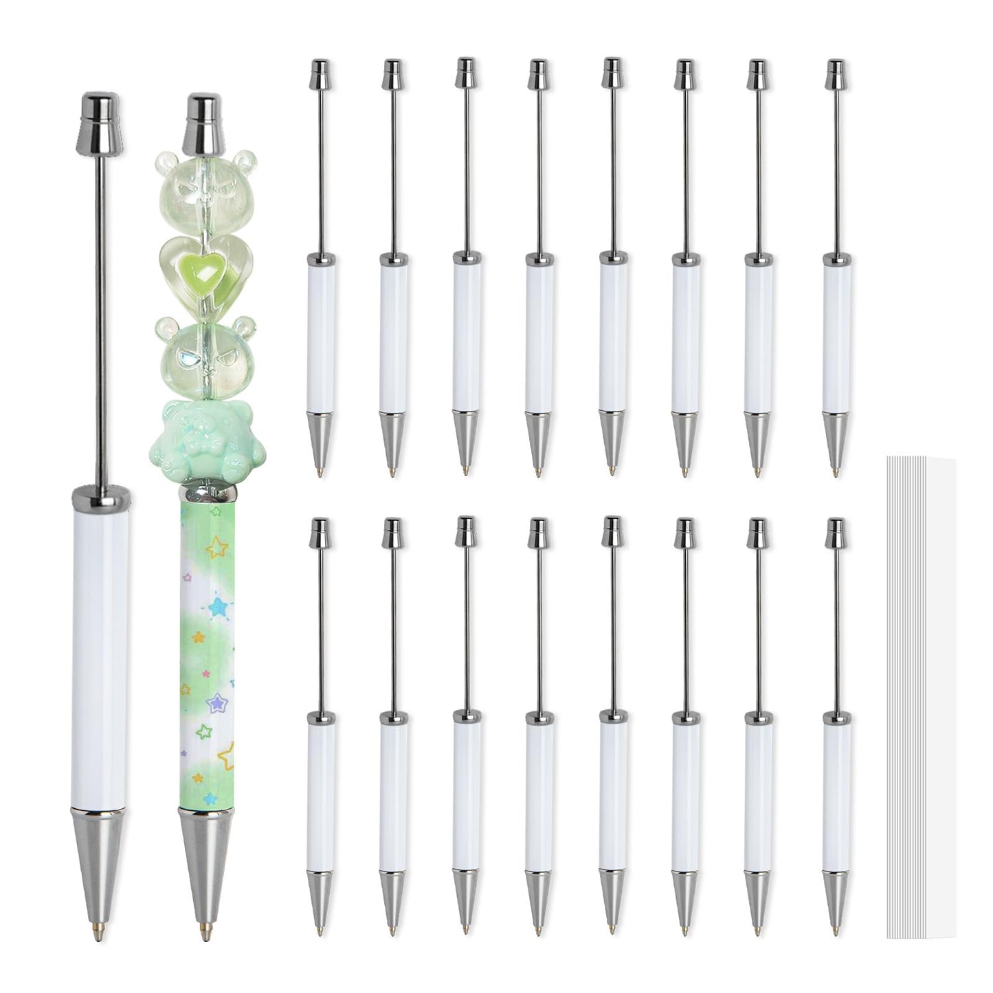 20pcs Sublimation Beadable Pens Blanks Bulk White with 20 Pieces Shrink Wrap Films,Sublimation Ballpoint Pen Personalized DIY by Pen Heat Press Sublimation Oven