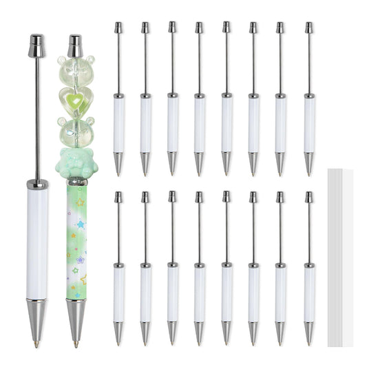 20pcs Sublimation Beadable Pens Blanks Bulk White with 20 Pieces Shrink Wrap Films,Sublimation Ballpoint Pen Personalized DIY by Pen Heat Press Sublimation Oven