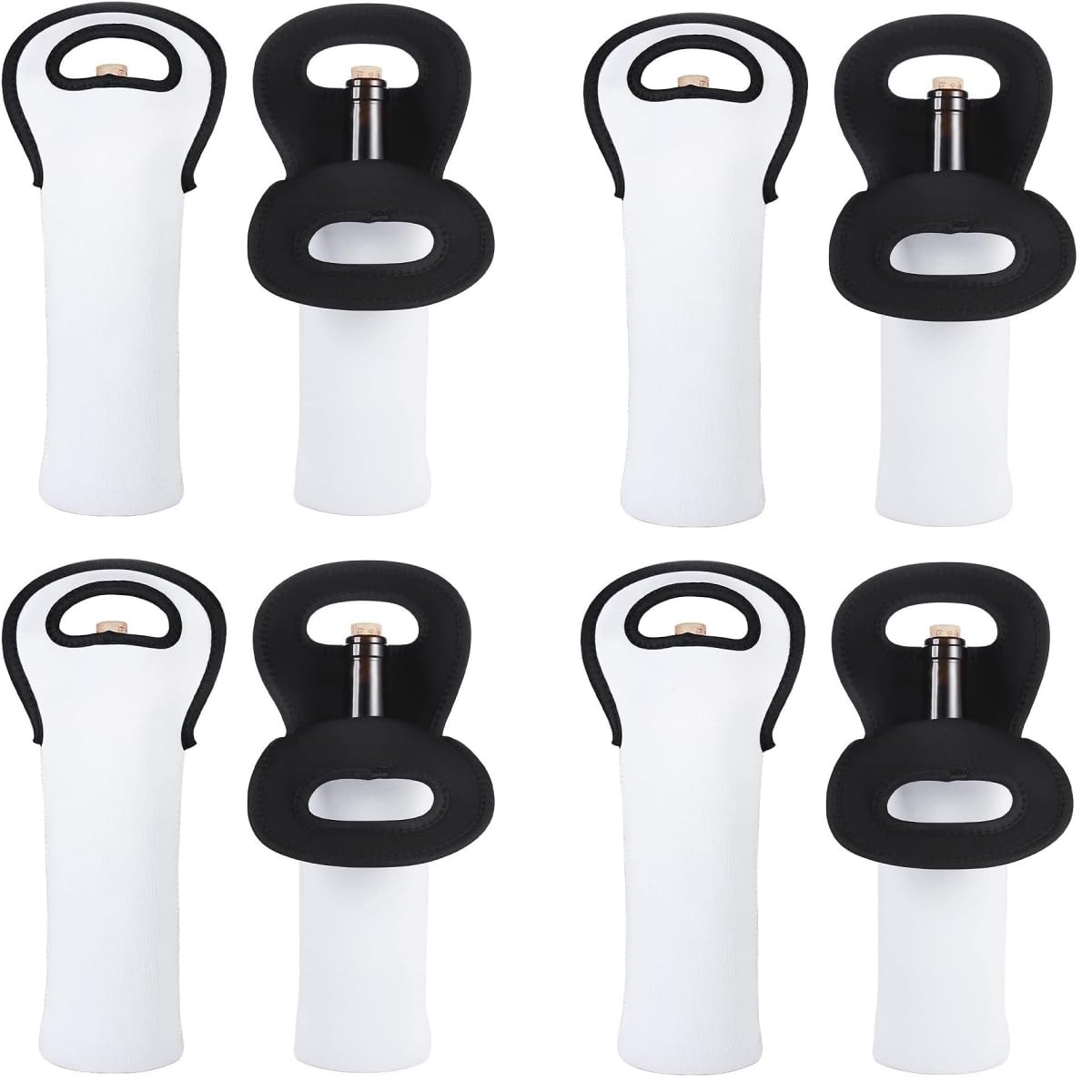10 Pieces Sublimation Blanks Wine Bag Insulated, White Neoprene Wine Tote Holders and Wine Carrier Bag for Wine/Beer/Cans/Water, Red Wine Bottle Protector for DIY Heat Transfer Print