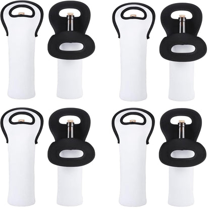 10 Pieces Sublimation Blanks Wine Bag Insulated, White Neoprene Wine Tote Holders and Wine Carrier Bag for Wine/Beer/Cans/Water, Red Wine Bottle Protector for DIY Heat Transfer Print