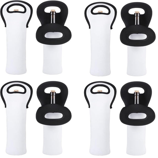 10 Pieces Sublimation Blanks Wine Bag Insulated, White Neoprene Wine Tote Holders and Wine Carrier Bag for Wine/Beer/Cans/Water, Red Wine Bottle Protector for DIY Heat Transfer Print