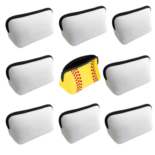 SCCFMM 20 Pcs Sublimation Blanks White Neoprene Cosmetic Bags DIY Heat Transfer Print Makeup Bags Iron on Zipper Toiletry Pouch Canvas Pen Case For Women Girls
