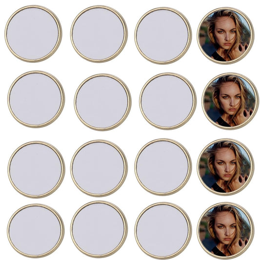 60 Pieces 0.98 Inch Sublimation Blank Gold Pin Button Aluminum DIY Sublimation Pins Round for DIY Craft Badge Jewelry Lapel, Golden Tone