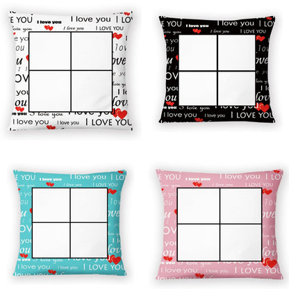 20 Pcs I Love You Letters Print Sublimation Blank 4 Panel Pillow Cases Cushion Cover Throw Pillow Covers for Sublimation Printing 15.7 x 15.7 Inch with Invisible Zippers DIY No Pillow Insert (Black)