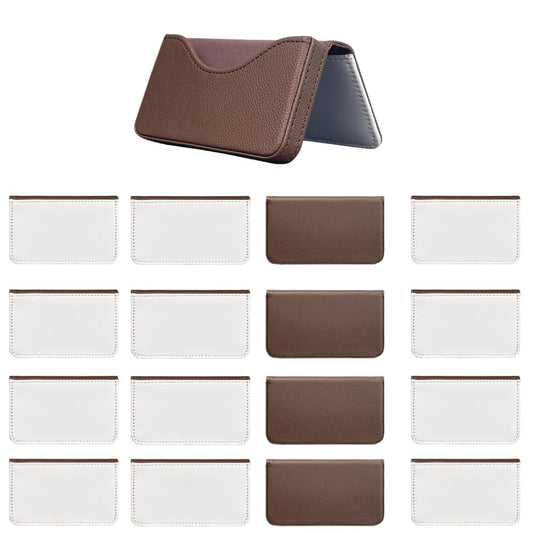 SCCFMM 12 Pieces Sublimation Blank Brown Color Business Card Holder PU Leather Name Card Case Pocket Blank Wallet Coin Purse Card Holder Case for DIY Heat Transfer Print