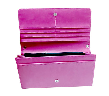 5 Pieces Sublimation Blank Women Pink Long Wallet, Fashion Ladies PU Leather Wallets, DIY Heat Transfer Large Capacity Secure Buckle Leather Clutch Wallet, DIY Craft Long Purse for Women Girl Gift