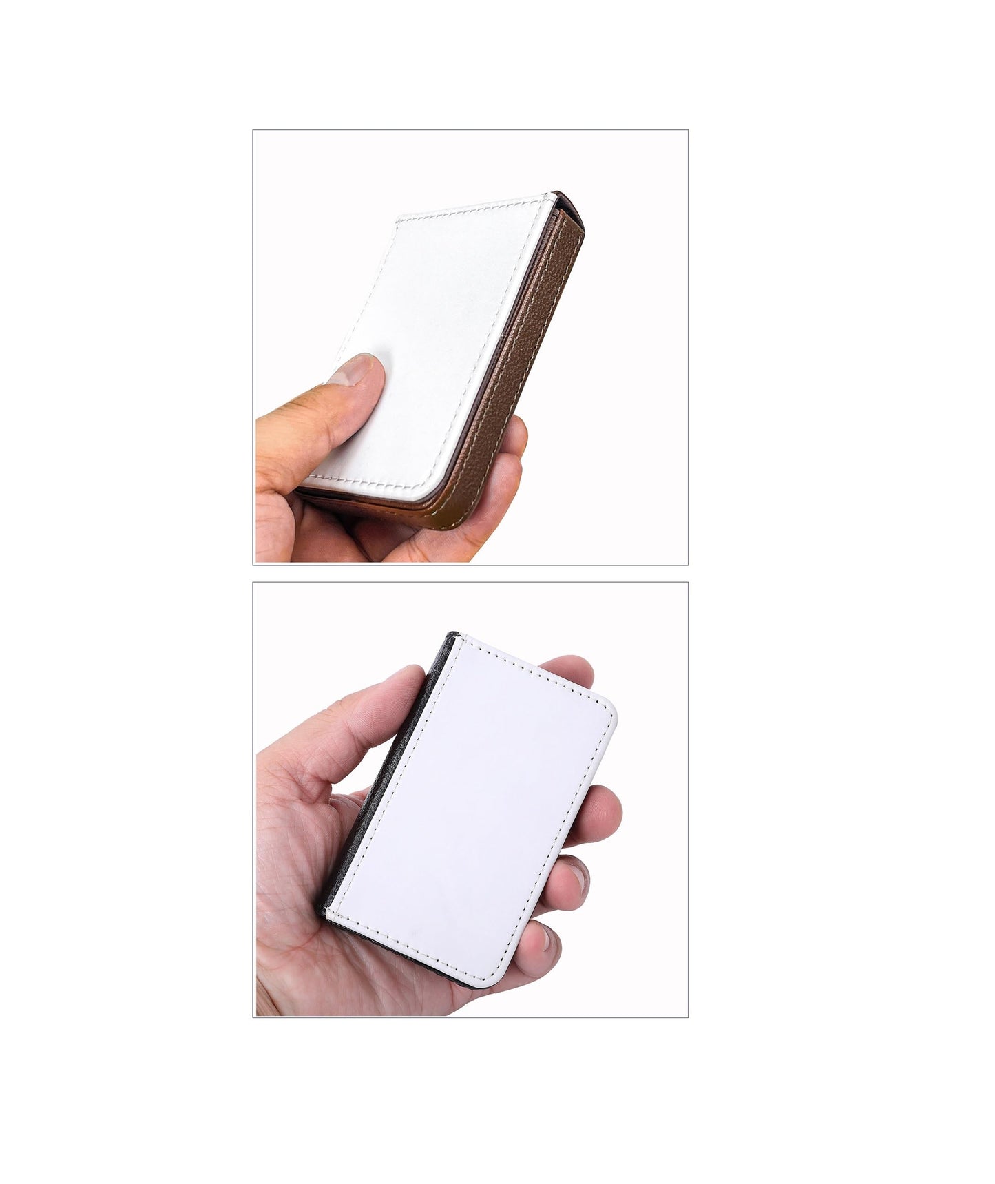 10 Pieces Sublimation Blank PU Business Card Holder, DIY Heat Transfer Print PU Leather Business Card Case Pocket Wallet with Magnetic Shut for Men Women