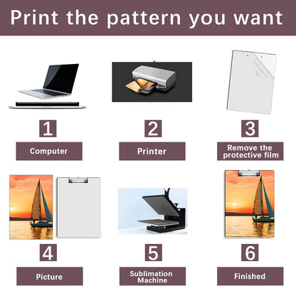 5 Pack Sublimation Blank Clipboard MDF A4 Letter Size 8.8'' x 12.4'' DIY Heat Transfer Print Teacher Blanks for Office Products DIY Handmade Craft Sublimation Ornaments