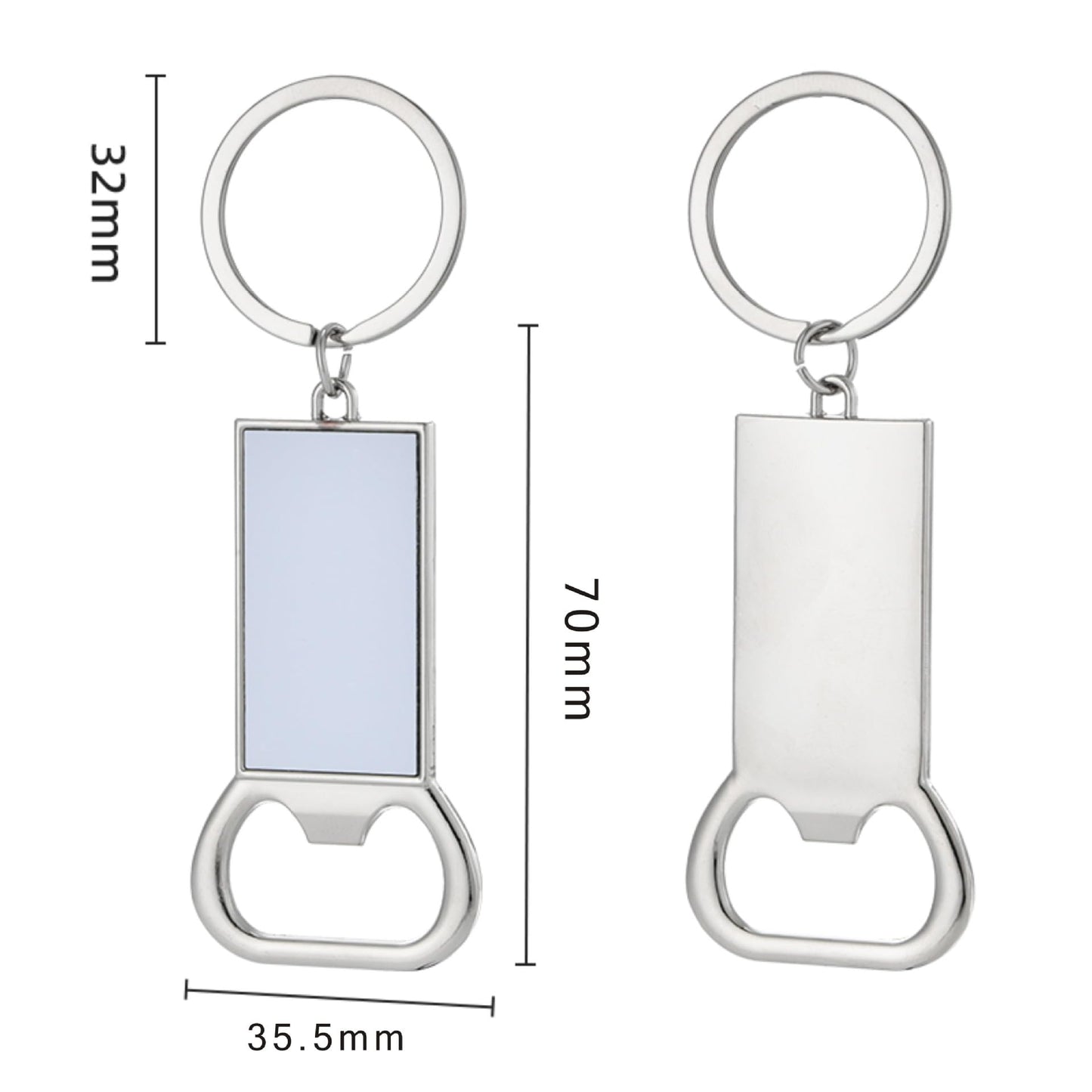50 Pack Sublimation Blanks Bottle Opener With Keychains Heart Shaped Bottle Opener Metal Keychains Blank Key Rings for DIY Heat Transfer Print