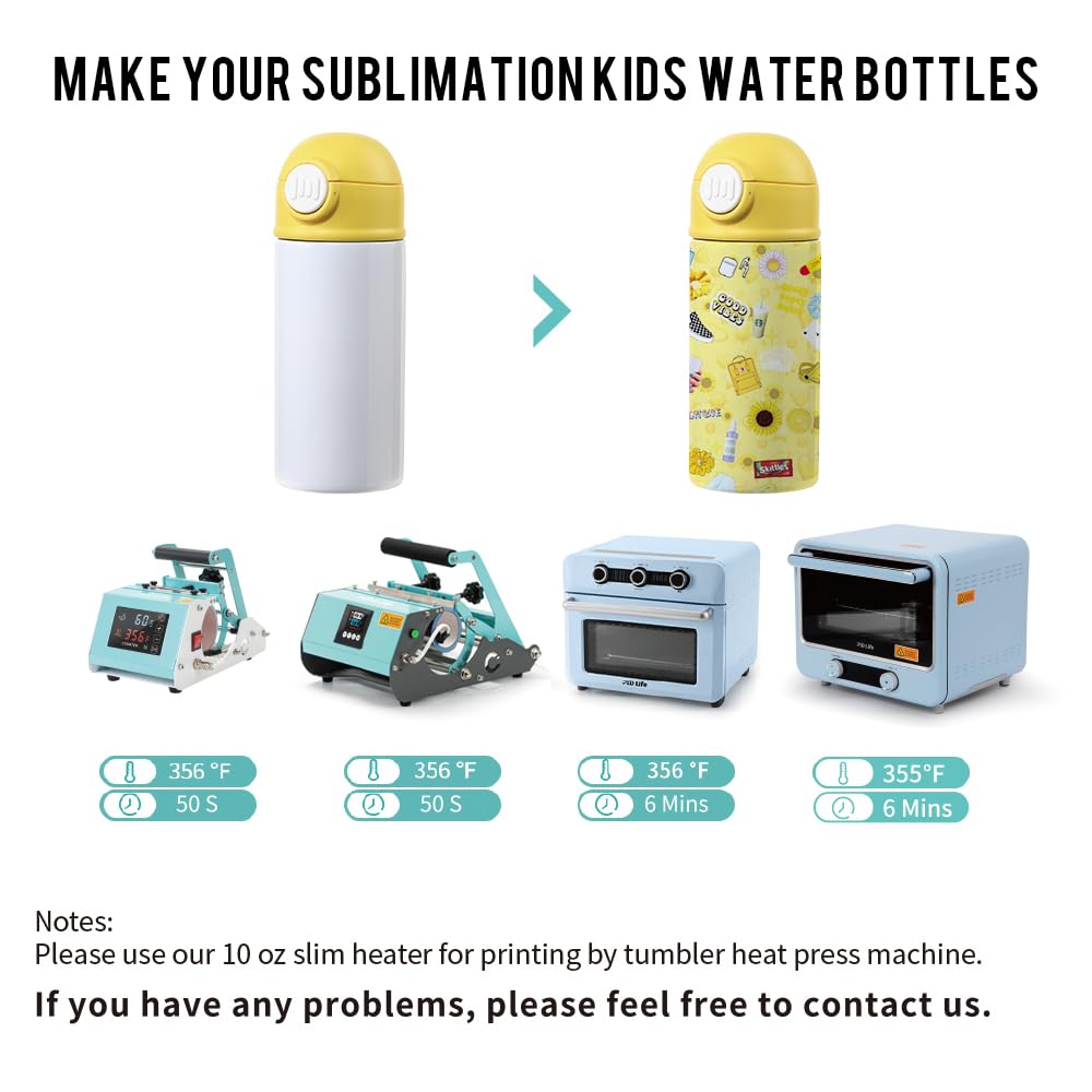 8 Pack Sublimation Kids Water Bottles Blanks 12 OZ Straight Skinny Kids Tumbler Sippy Up Cup with Pop Mixed Color Lid for Tumbler Heat Press Sublimation Oven Printing
