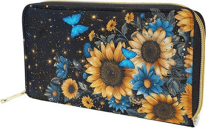SCCFMM 5 Pieces Sublimation Blank Fashion Women Zip Around Long Wallet Diy Heat Transfer Print PU Leather Phone Clutch Travel Card Holder Purse For Women Girls Gift