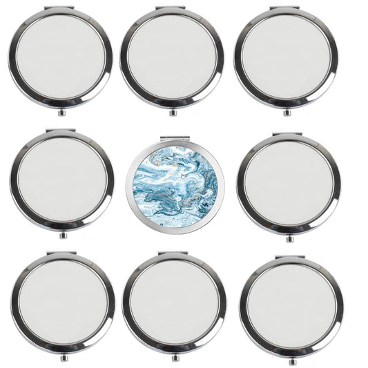 SCCFMM 10pieces Sublimation Pocket Makeup Mirror with 2 x 1x Magnification Sublimation Metal Compact Mirror Sublimation Travel Makeup Mirror for Women Men Home Travel Use