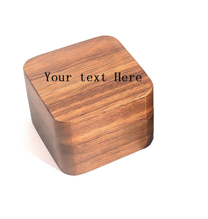 SCCFMM Custom Logo Laser Engraved Handmade Wood Ring Box for Wedding day Ring Boxes Small Engraved TEXT for Wedding Ceremony Ring Storage Box