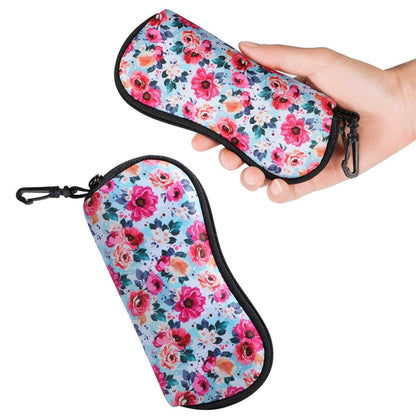 20 Pieces Sublimation Blank Neoprene Sunglasses Soft Case Ultra Light White Neoprene Zipper Eyeglass Case With Belt Clip For DIY Heat Transfer Print