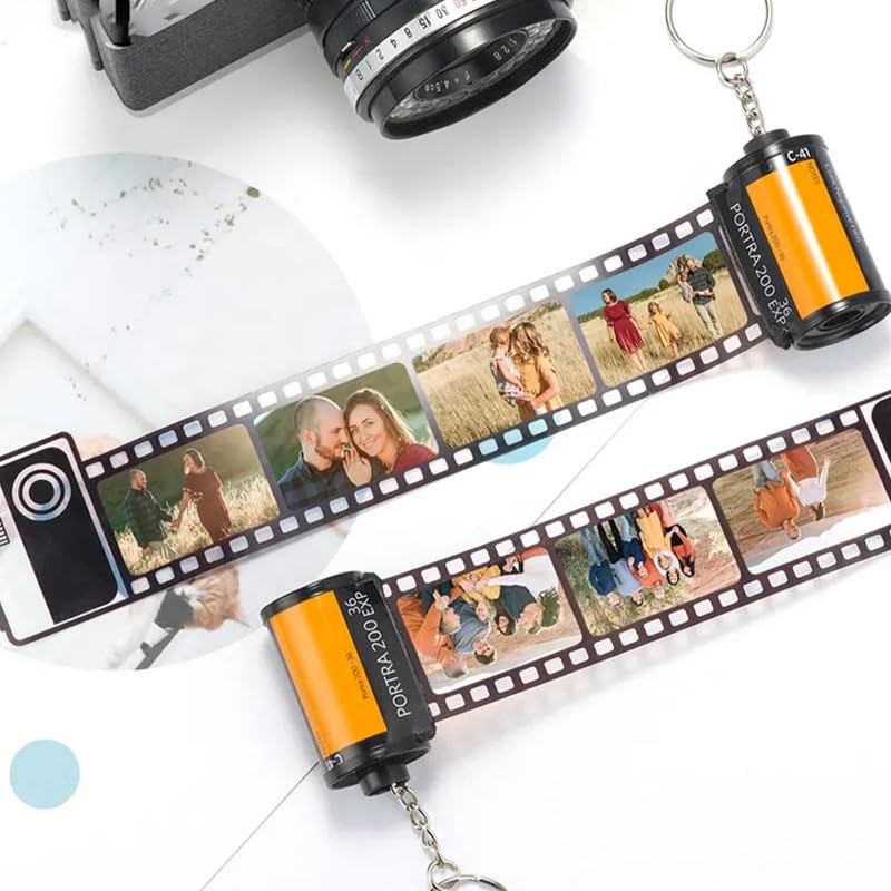 30 Set Sublimation Blank Memory Film roll Keychain, Double-Sided Sublimation Camera Film roll Key Chain for DIY Heat Transfer Print