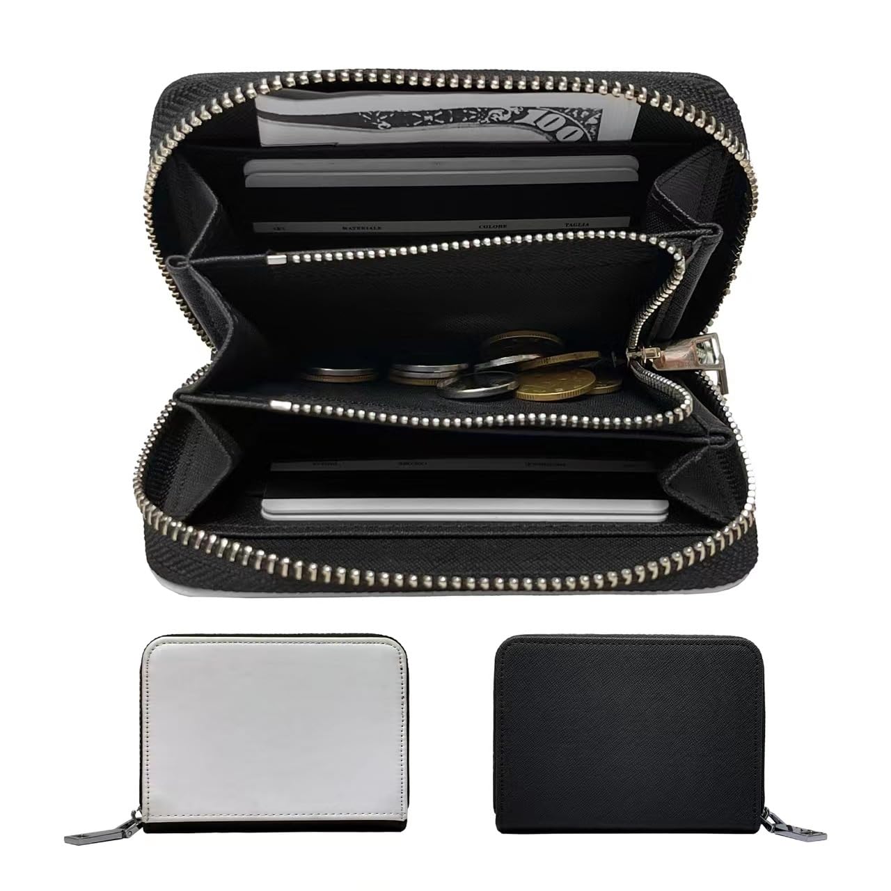 8 pieces Sublimation Blank Pu leather Coin Bag wallet for women,black leather coin purse,zipper change bag, Jewelry Pouch For DIY Heat Transfer Print