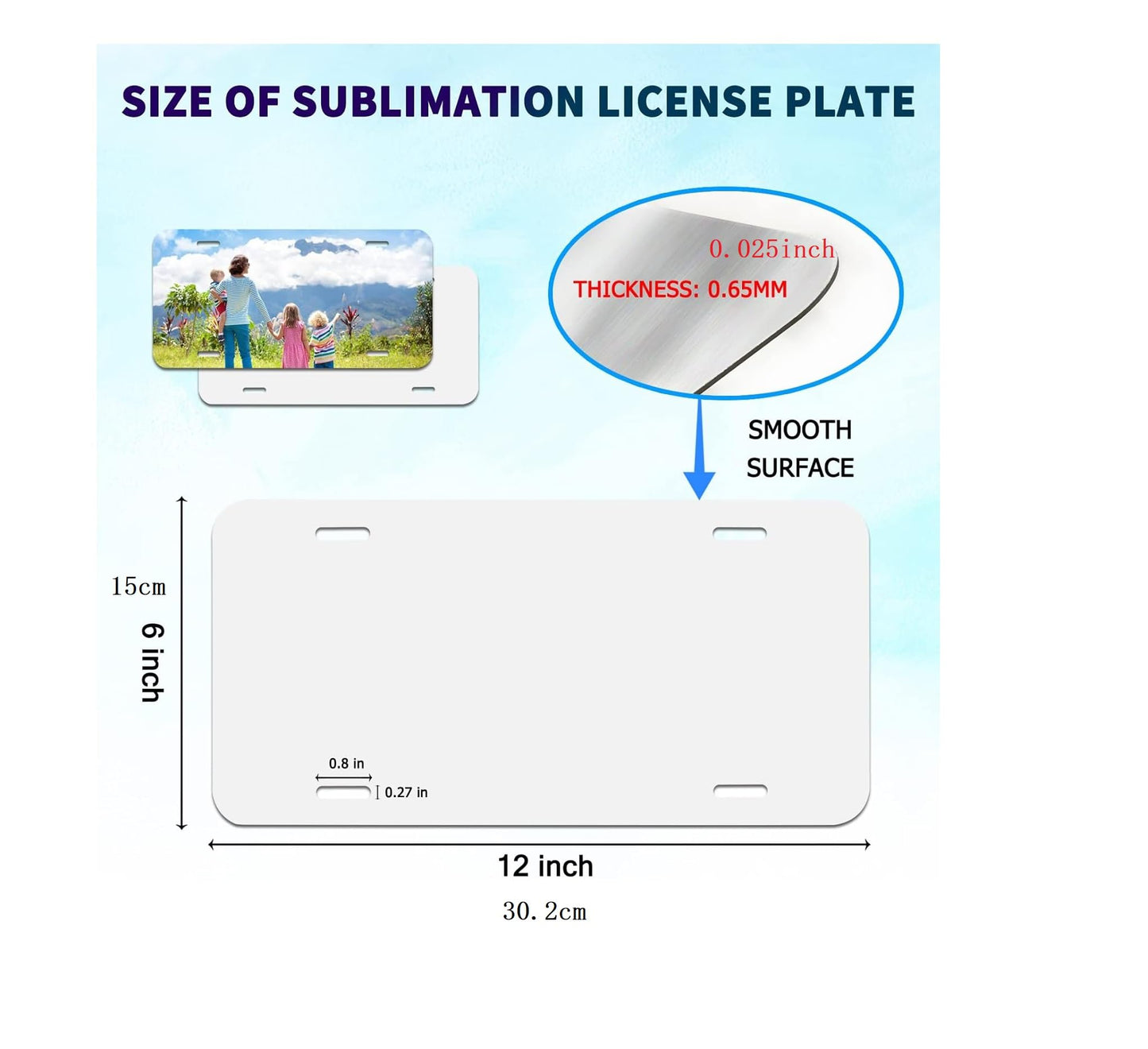 10 Pack Thick 0.65mm Sublimation License Plate Blank Aluminium White Front License Plate Tag Car Automotive for Sublimation DIY Heat Transfer Print