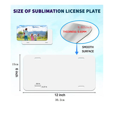 10 Pack Thick 0.65mm Sublimation License Plate Blank Aluminium White Front License Plate Tag Car Automotive for Sublimation DIY Heat Transfer Print