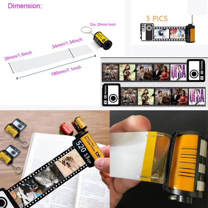 30 Set Sublimation Blank Memory Film roll Keychain, Double-Sided Sublimation Camera Film roll Key Chain for DIY Heat Transfer Print