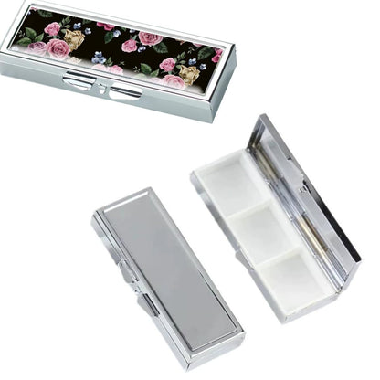 20pcs Rectangle 3 Compartment Sublimation Blank Pill Box Metal Medicine Pill Case One Week,DIY Print Portable Pocket or Purse Pill Box for Sublimation Print