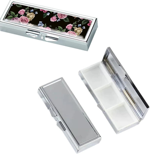 20pcs Rectangle 3 Compartment Sublimation Blank Pill Box Metal Medicine Pill Case One Week,DIY Print Portable Pocket or Purse Pill Box for Sublimation Print