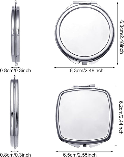 20 Pcs Sublimation Blanks Compact Mirror Bulk Small Gifts for Women DIY Heat Transfer Print Folding Pocket Makeup Mirror Handheld Mirror Round Square Sublimation Mirror for Purse Travel