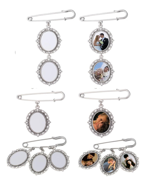 30 set Sublimation Blank Bouquet Charms for Wedding Memory, Wedding Bouquet Photo Charms with Oval Glass Cabochons for Bridal Shower, DIY Heat Transfer Print