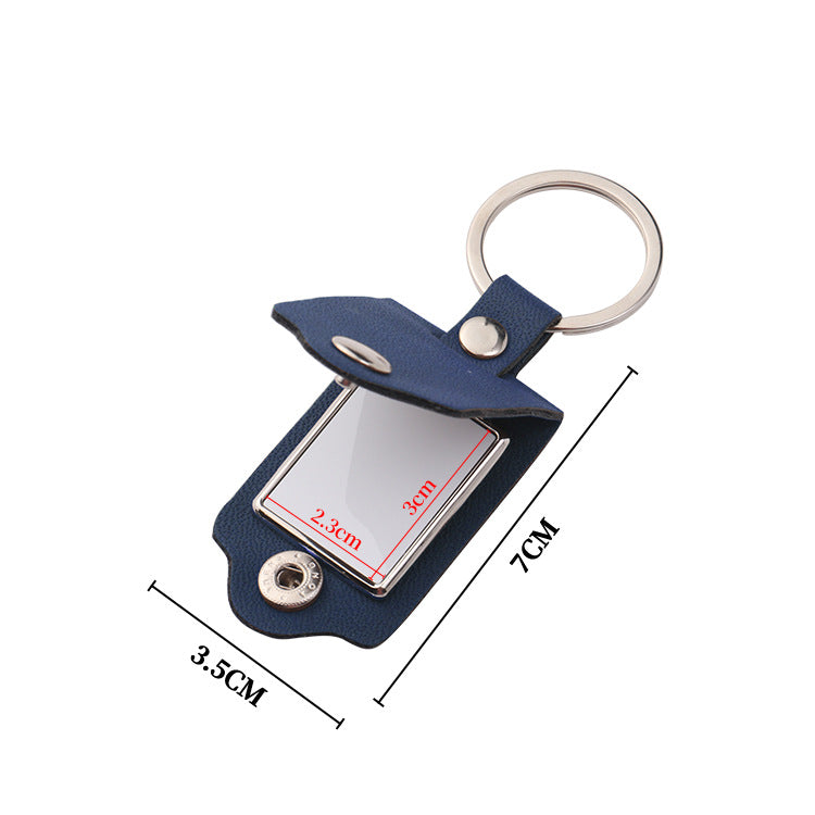 20pcs PU Leather Keychain Sublimation Blank Simple KeyChains Small Gifts With Metal Photo Frame Pendant For Logo Photo Print