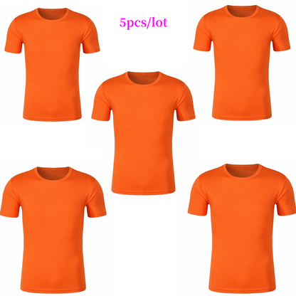 5pcs Quick Dry Clothes Sublimation Mesh Plain Sports T-shirt Adults Polyester Tee Tops For Heat Transfer Print