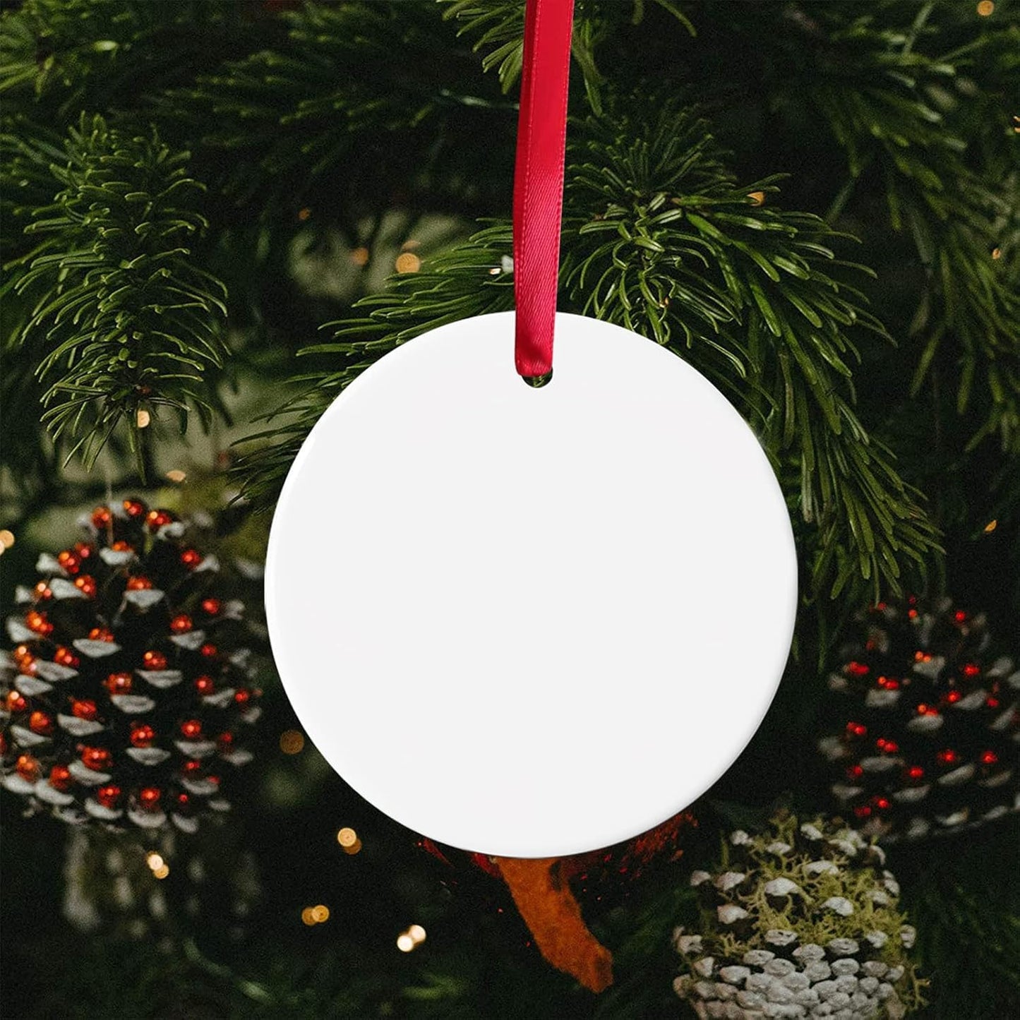 30Pcs Sublimation Blank Ceramic Ornaments Pendant Bulk Ceramic Discs Ornament for DIY Heat Press Printing White Round Porcelain Personalized Xmas Tree Ornament Keepsake Crafts Gift