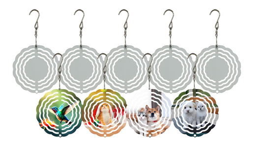 Sublimation Wind Spinner Blanks 10 Pack 3 Inch Aluminum Metal 3D Sublimation Wind Spinners for Indoor and Outdoor Ornaments